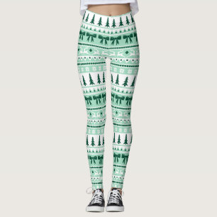 Weihnachts Ugly Sweater Strick Muster in Minze Gre Leggings