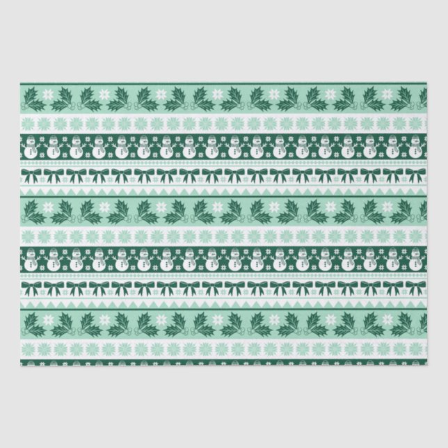 Weihnachts Ugly Sweater Strick Muster in Minze Gre Seidenpapier (Vorderseite)