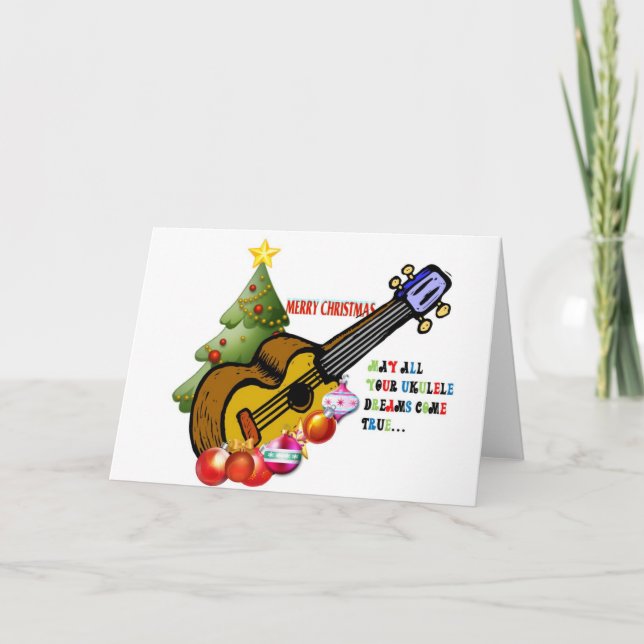 Weihnachts-Ukulele-Shirt Feiertagskarte (Vorderseite)