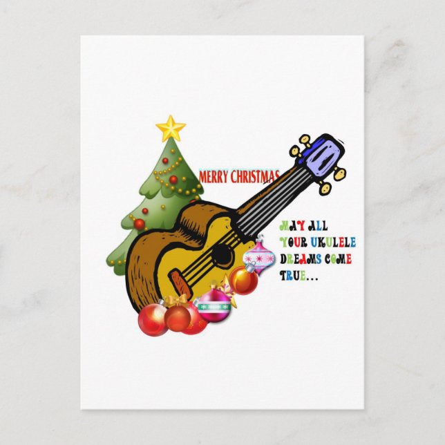 Weihnachts-Ukulele-Shirt Feiertagspostkarte (Vorderseite)