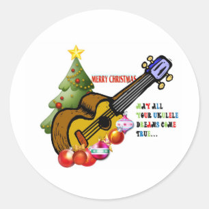 Weihnachts-Ukulele-Shirt Runder Aufkleber