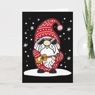 Weihnachts-Ukulele-Xmas-Gnom spielt Uke-Gitarre Mu Karte