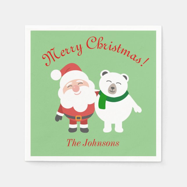 Weihnachts- und Bärenweihnachtsfest Party Napkins Serviette (Vorderseite)