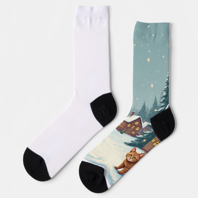 Weihnachts- und Katzensocken Socken (Linkes Detail)