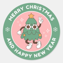 Weihnachts- und Neujahrsgrußkarte Runder Aufkleber