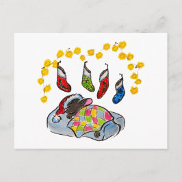 Weihnachts- und Neujahrsmaus mit Strümpfen Postkarte