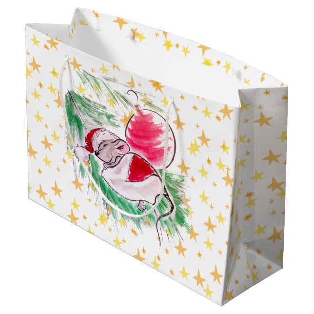 Weihnachts- und Neujahrsschlafmaus Große Geschenktüte (Rückseite Schrägansicht)