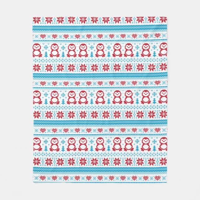 Weihnachts- und Winterstrickmuster Fleecedecke (Vorderseite)