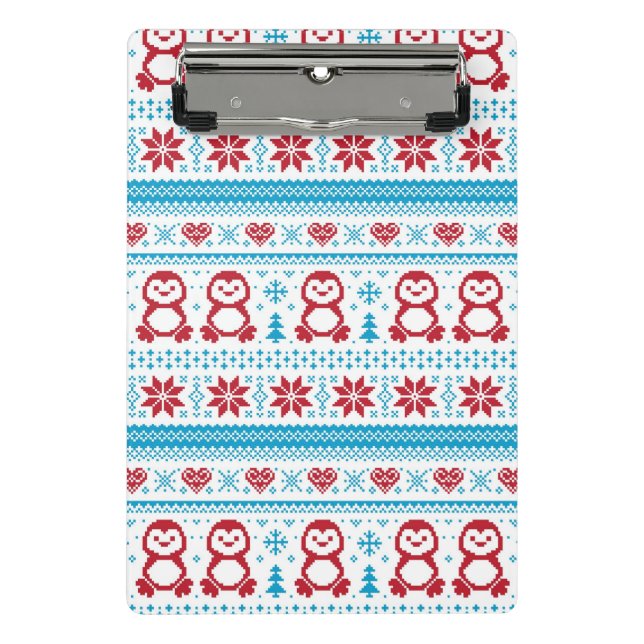 Weihnachts- und Winterstrickmuster Mini Klemmbrett (Vorderseite)
