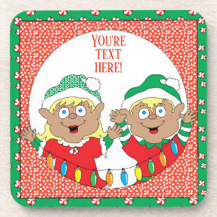 Weihnachts-Untersetzer Elf der Farbe glücklich Getränkeuntersetzer
