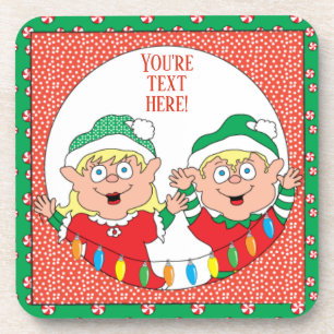 Weihnachts-Untersetzer Elf Happy Getränkeuntersetzer