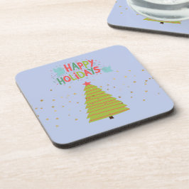 Weihnachts-Untersetzer mit Tree und Happy Holidays Getränkeuntersetzer