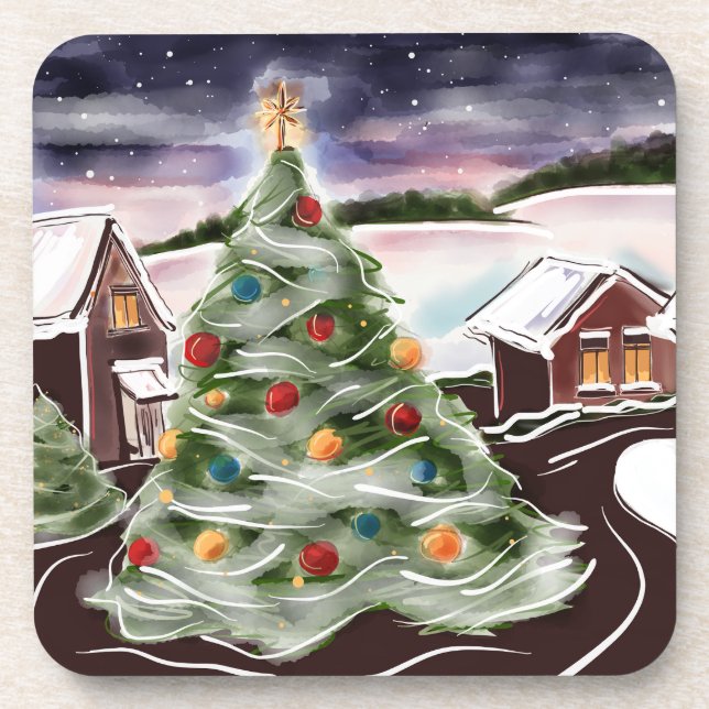 Weihnachts-Untersetzer (Set von sechs Jahren) Getränkeuntersetzer (Vorderseite)