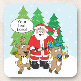 Weihnachts-Untersetzer Weihnachtsmann und Rentiere Getränkeuntersetzer