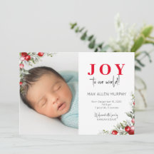 Weihnachts-Urlaub Baby Foto Geburtsankündigung