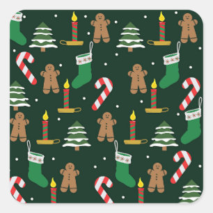 Weihnachts-Urlaubsmuster Quadratischer Aufkleber