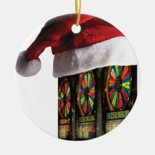 Weihnachts-Vegas-Slotmaschine Keramikornament