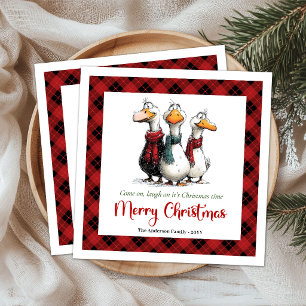 Weihnachts Verrückte Gänse Skurrile Spielende Papi Serviette