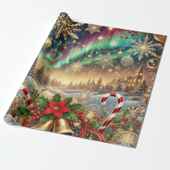 Weihnachts-Vibes Design Stil 1 Geschenkpapier (Ungerollt)