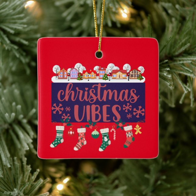 Weihnachts-Vibes-Keramik Keramikornament (Baum)
