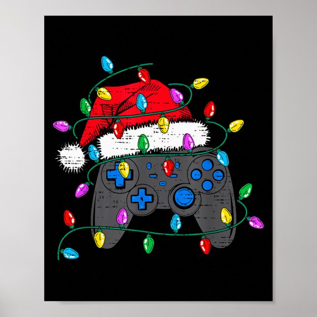 Weihnachts-Videospiel-Controller-Hut Santa Gamer B Poster (Vorne)