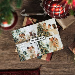 Weihnachts-Vierfamilien-Foto | Falalala Holiday Postkarte<br><div class="desc">Weihnachts-Vierfamilien-Foto | Falalala Holiday</div>