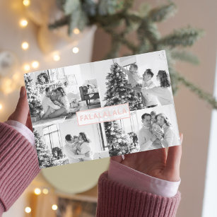 Weihnachts-Vierfamilien-Foto   Rosa Falalala Postkarte