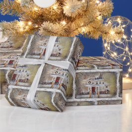 Weihnachts-Viktorianisches Haus im Winter Geschenkpapier