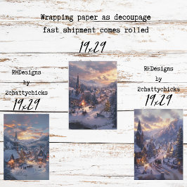 Weihnachts-Village Schnee bedeckt Straßen Dekoupag Geschenkpapier Set