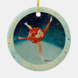 Weihnachts-Vintag-Ice-Skater Keramik Ornament
