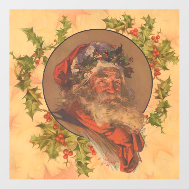 Weihnachts-Vintag-Portrait Fensteraufkleber (Blatt)