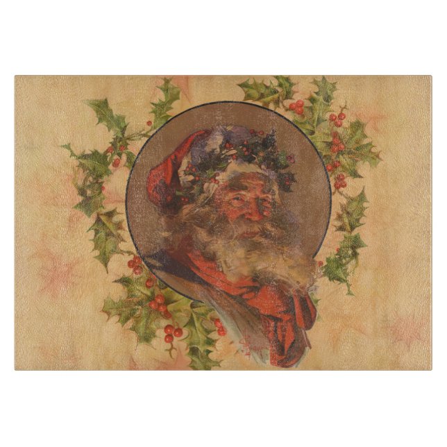 Weihnachts-Vintag-Portrait Schneidebrett (Vorderseite)