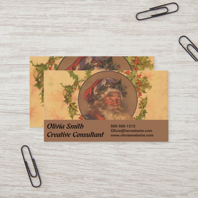 Weihnachts-Vintag-Portrait Visitenkarte (Vorderseite/Rückseite Beispiel)