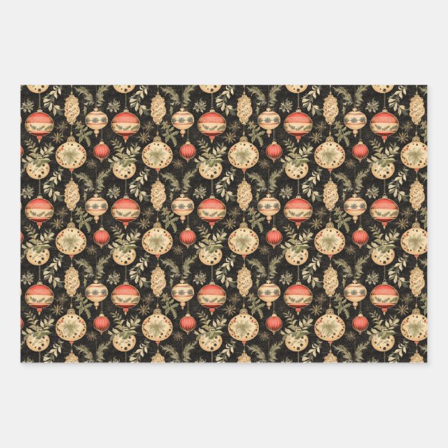 Weihnachts-Vintag-Wrackpapier Geschenkpapier Set (Vorderseite)