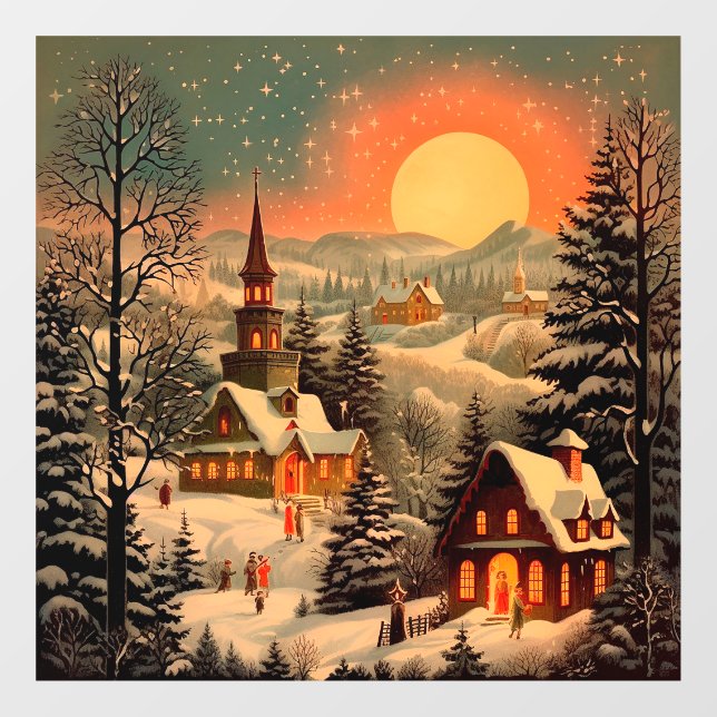 Weihnachts-Vintage Fensterklammer Fensteraufkleber (Blatt)
