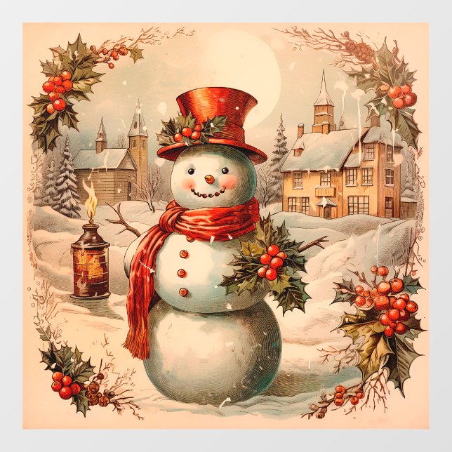 Weihnachts-Vintage Fensterklammer Fensteraufkleber (Blatt)