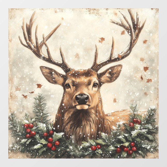 Weihnachts-Vintage Fensterklammer Fensteraufkleber (Blatt)
