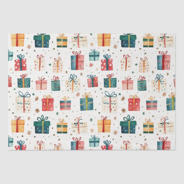 Weihnachts-Vintage Geschenkpakete Seidenpapier (Vorderseite)