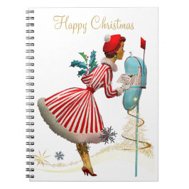 Weihnachts-Vintage Goldfrau Weihnachtsbaum Glitzer Notizblock