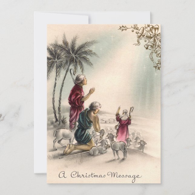 Weihnachts-Vintage Hirten Feiertagskarte (Vorderseite)