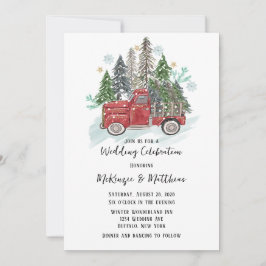 Weihnachts-Vintage LKW-Hochzeit Einladung