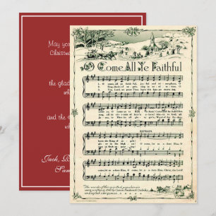 Weihnachts-Vintage-Notenblätter Schneeflocken Feiertagskarte