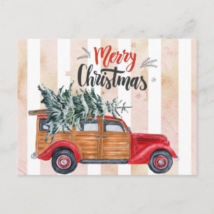 Weihnachts-Vintage-Pritschenwagen Postkarte