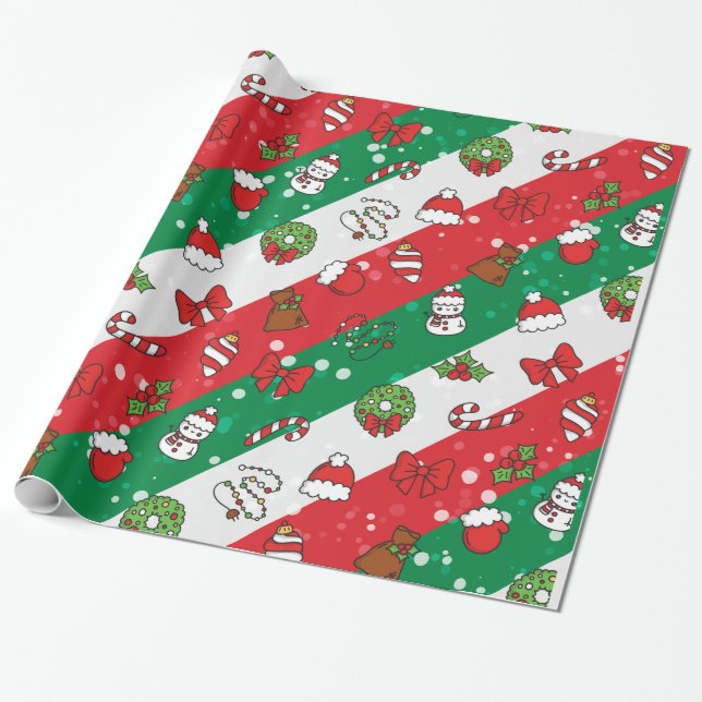 Weihnachts-Vintage Symmetrie Geschenkpapier (Ungerollt)