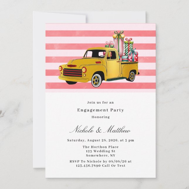 Weihnachts-Vintage Truck-Engagement-Partei Einladung (Vorderseite)
