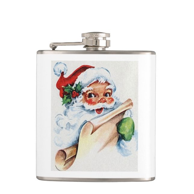 Weihnachts Vintager Weihnachtsmann FLASK Flachmann (Vorderseite)