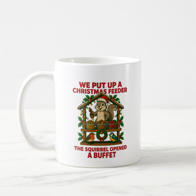 Weihnachts-Vogelfutterstelle-Eichhörnchen-Buffet L Kaffeetasse (Links)