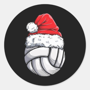Weihnachts Volleyball Ball Weihnachtsmannmütze Fun Runder Aufkleber