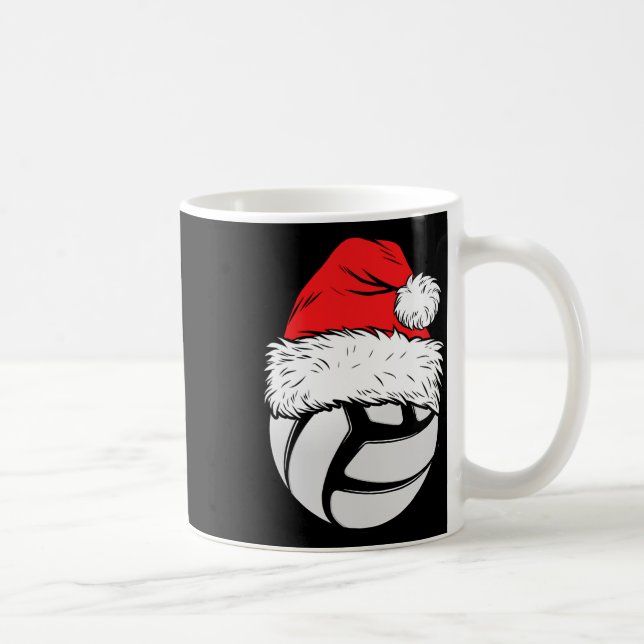 Weihnachts Volleyball Ball Weihnachtsmannmütze Wei Kaffeetasse (Rechts)