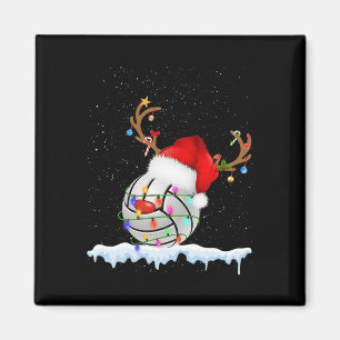 Weihnachts Volleyball Ball Weihnachtsmannmütze Wei Magnet